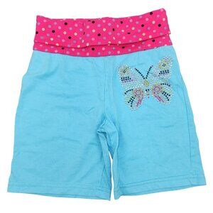 Girls Fleurish Girl Butterfly Studded Embellished Shorts Size 6 Blue Pink Sparkl